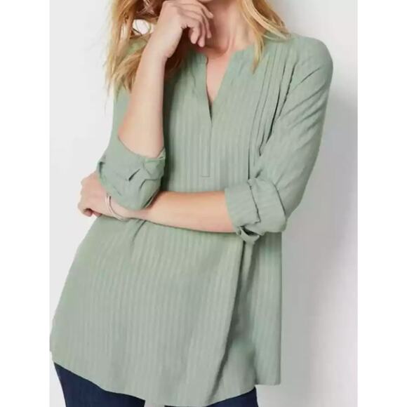 J. Jill Tunic Pintucked Popover Mineral Medium NWT - Picture 1 of 7